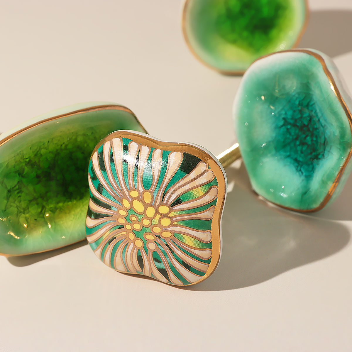 Hand-painted ceramic knobs