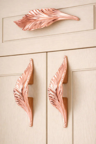 Großer Naturalé Nr. 02 Roségold Blatt Schrankgriff — Links & Rechts