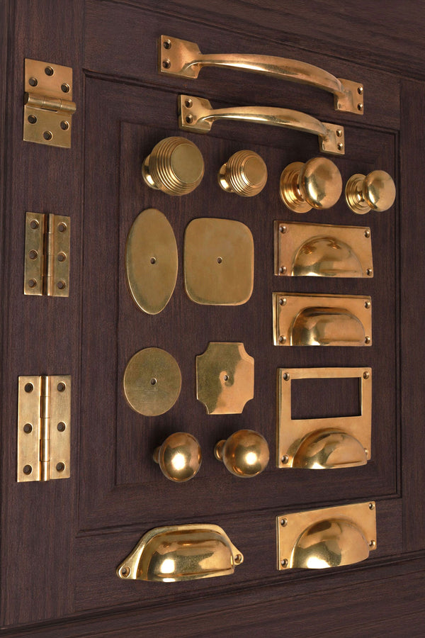 Aged Brass Cabinet Hardware Set, Solid Cast Knobs, Pulls, Hinges, Rosettes (Build Your Own)
