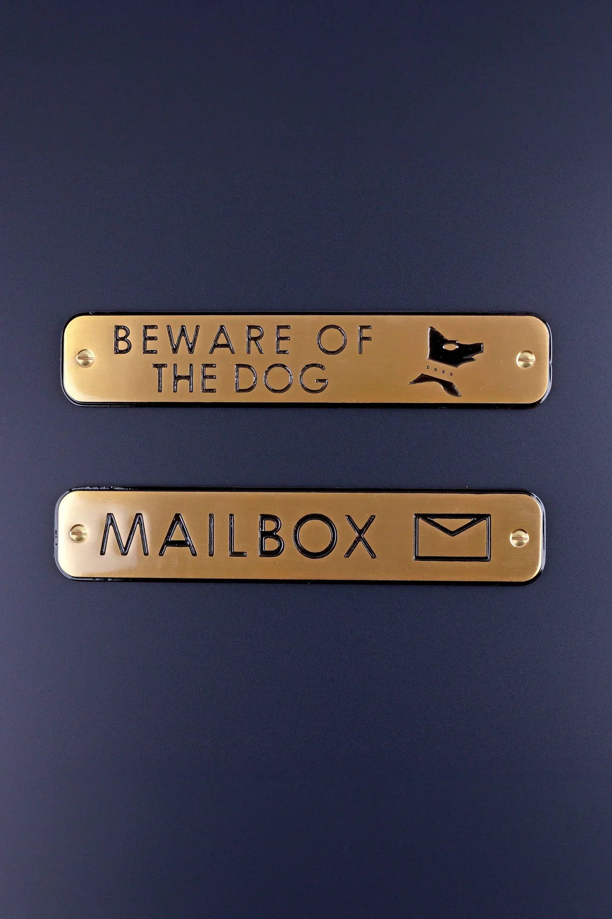 Polished Brass Engraved Door Sign for Beware of the Dog or Mailbox — G Decor