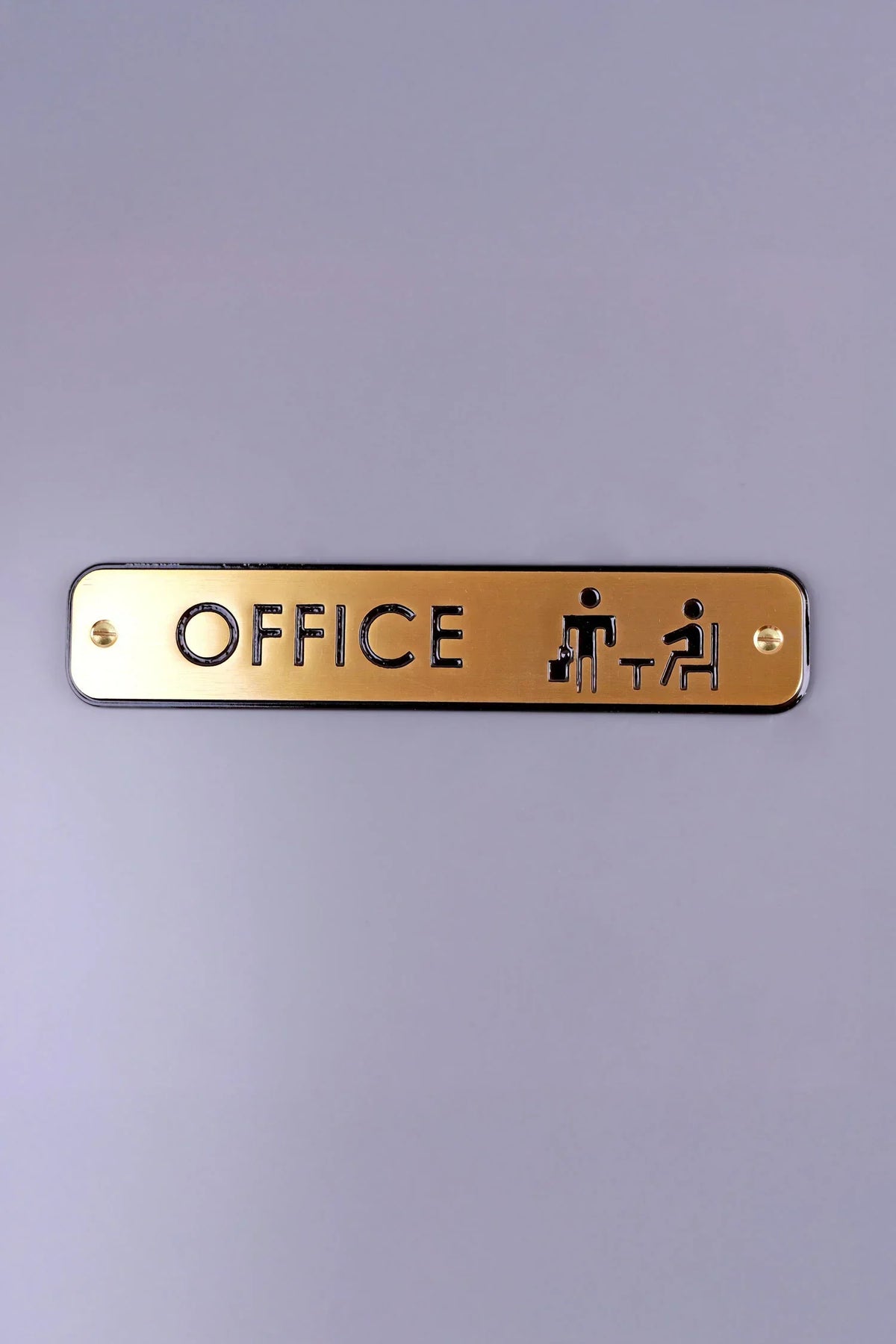 Polished Brass Engraved Door Sign for Push Pull Exit or Office — lifestyle view, G Decor
