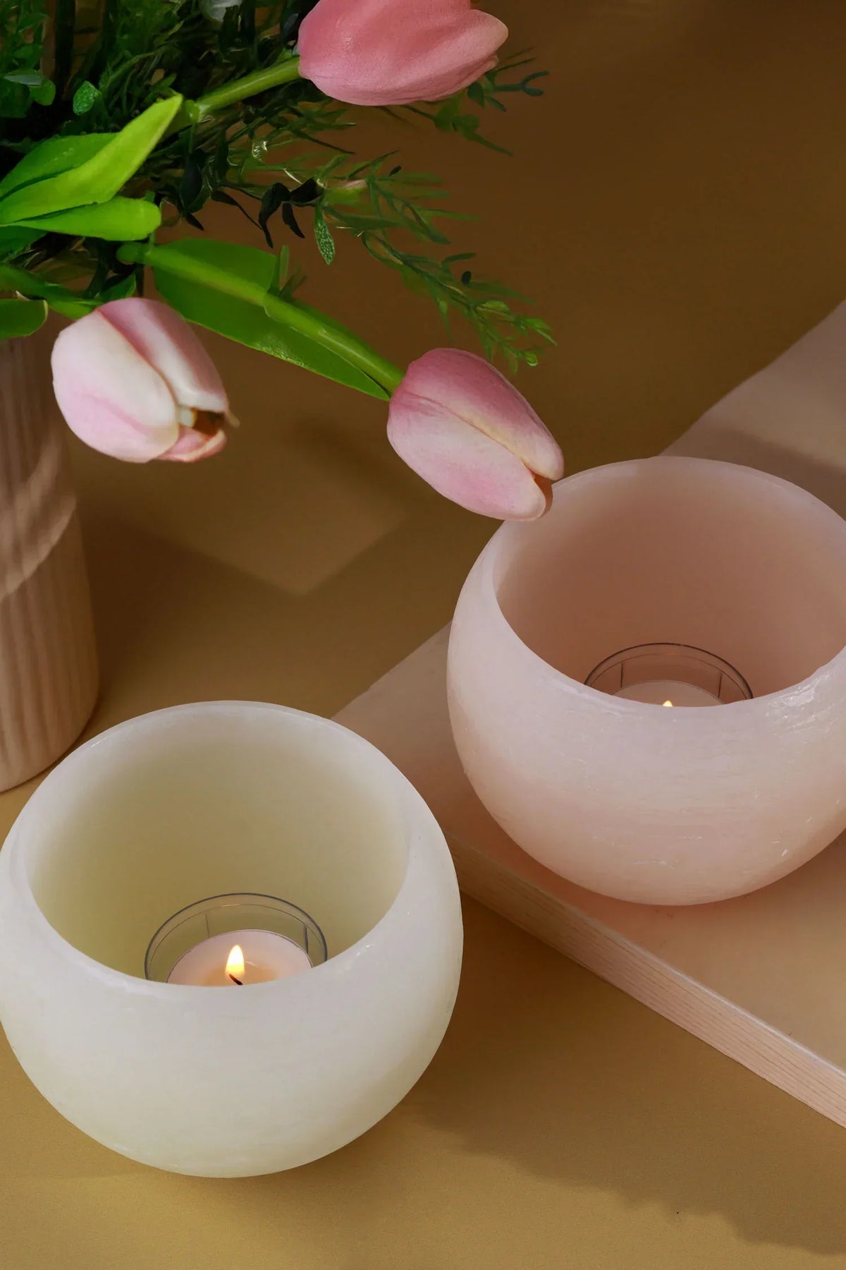 Pastelle Wax Tealight Lantern Holder in Soft Blush — view 6, G Decor