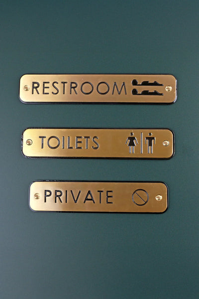 Türschild aus Messing, graviert, für Toiletten oder Privaträume