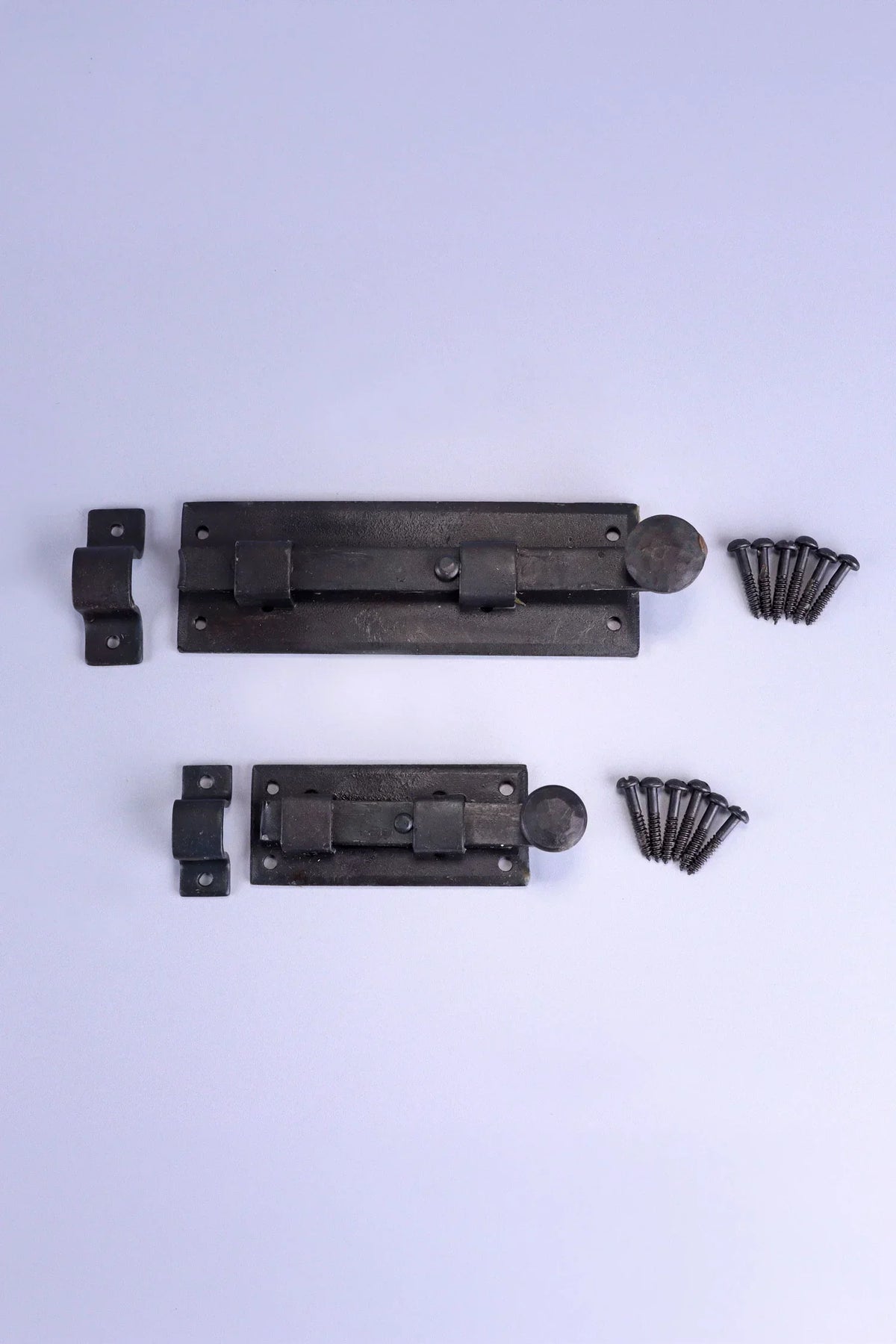 Hand-Forged Hammered Iron Sliding Door Bolt, Beeswax — alternate view, G Decor
