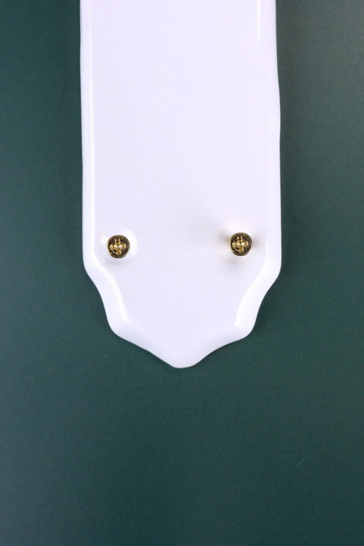 Classic White Ceramic Door Finger Push Plate with Brass Fixings — lifestyle view, G Decor