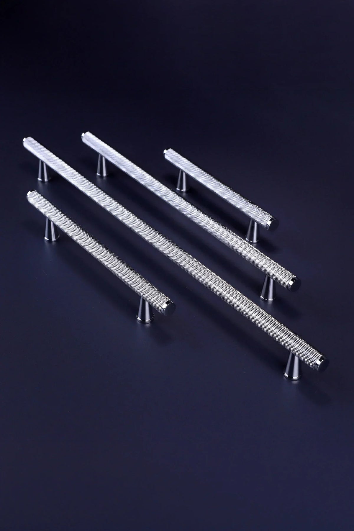 Chelsea Diamond-Knurled Brass Bar Pull Handle in Polished Chrome — alternate view, G Decor