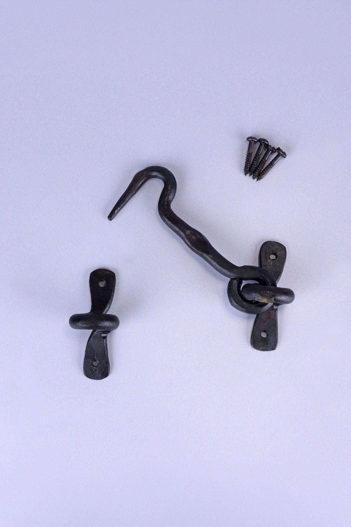 Hand-Forged Hook and Eye Cabin Fastener, Beeswax — lifestyle view, G Decor