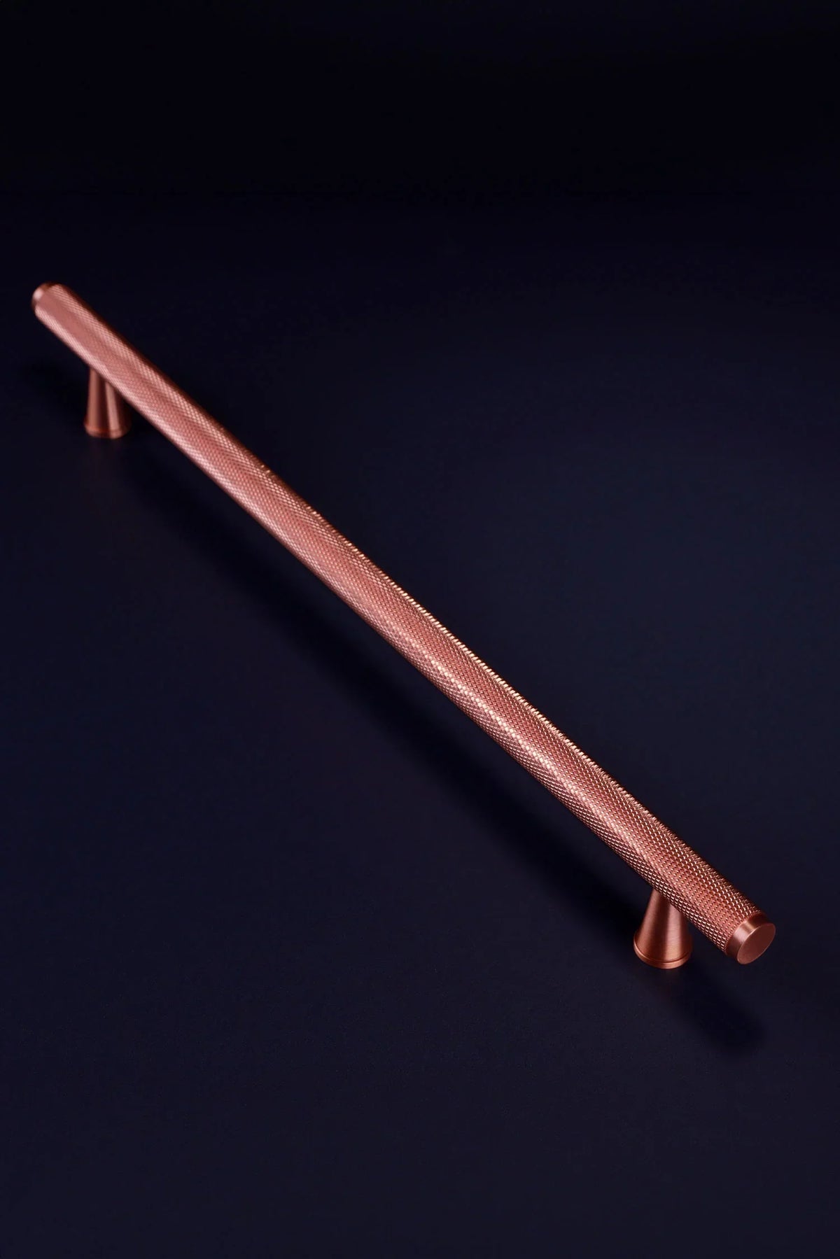Chelsea Diamond-Knurled Brass Bar Pull Handle in Rose Brass — view 9, G Decor