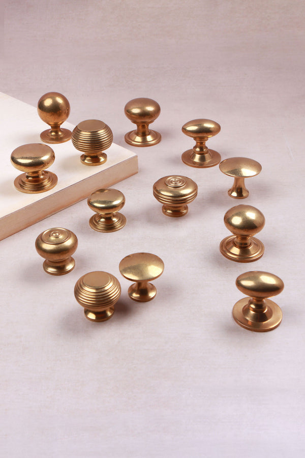 Aged Brass Cabinet Knobs in 13 Styles — Solid Brass Cupboard & Drawer Knobs