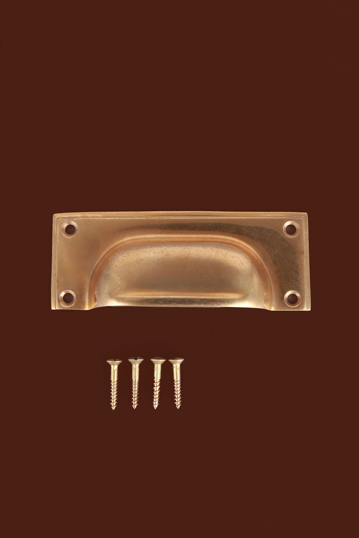 Square plate aged brass cup pull with its screws