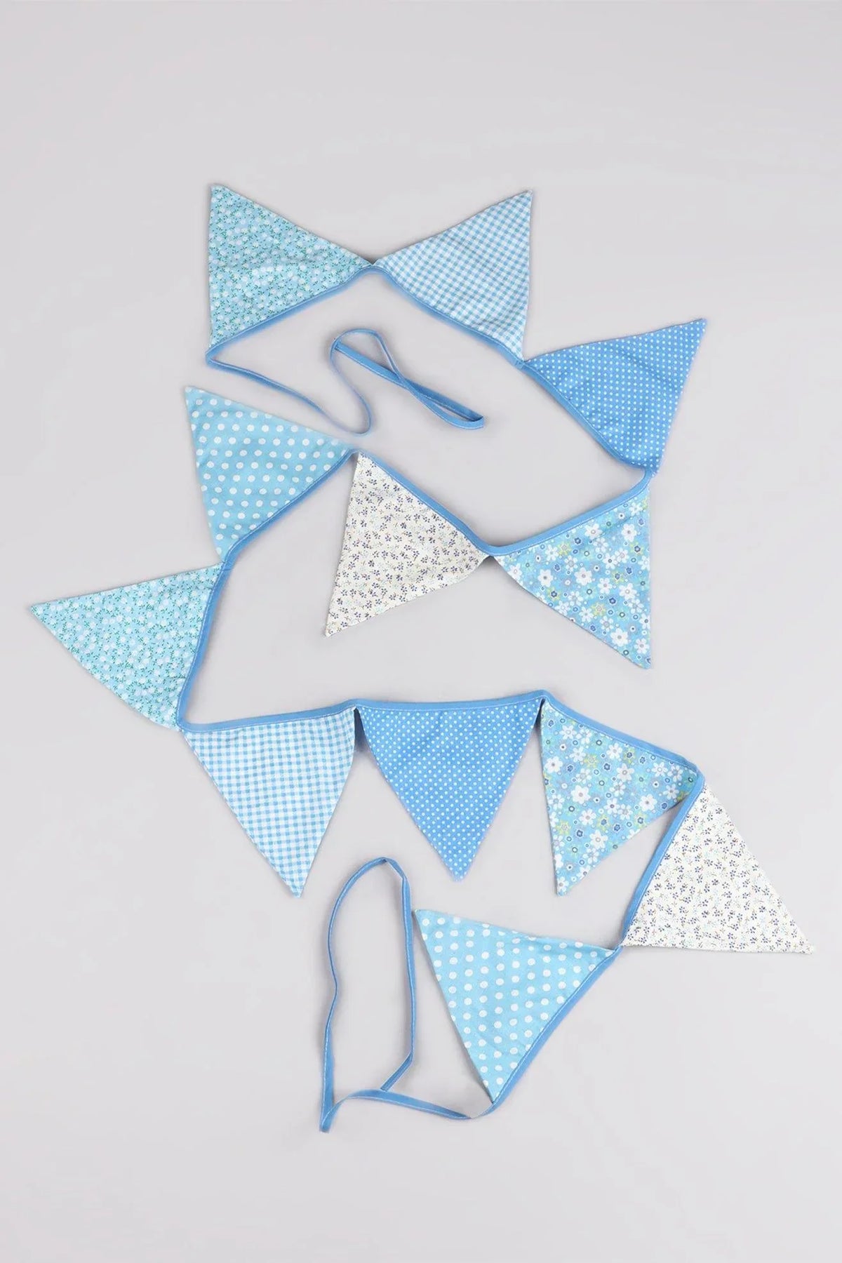 Blue and White Patterned Cloth Bunting — G Decor