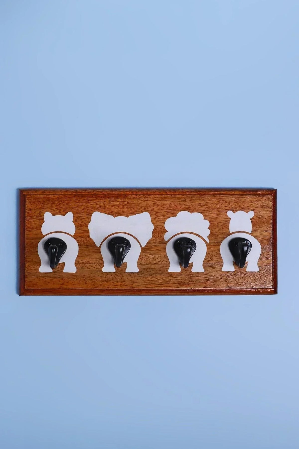 Cheeky Critters Animal Bottoms Wooden Wall Hook Rack — close-up view, G Decor