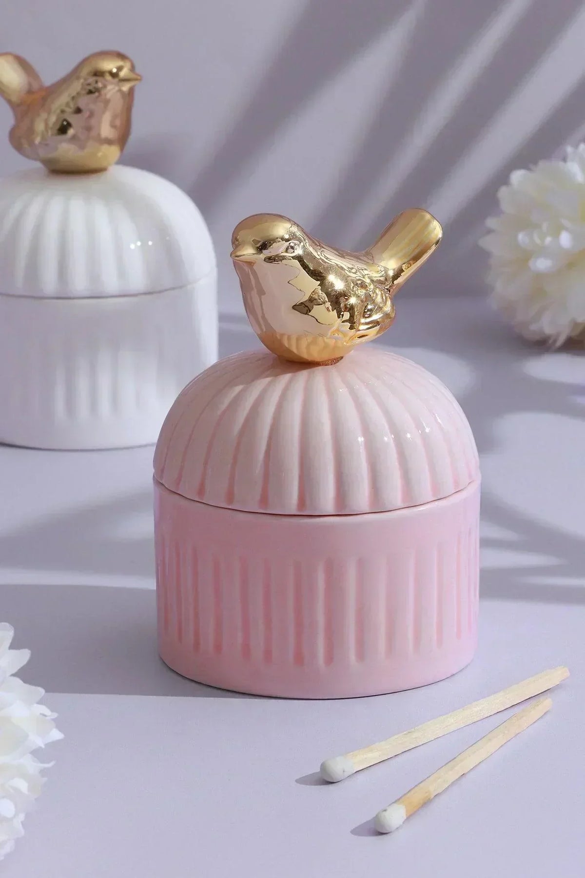 Cute Bird Soy Wax Scented Candle in Ceramic Jewellery Pot — G Decor