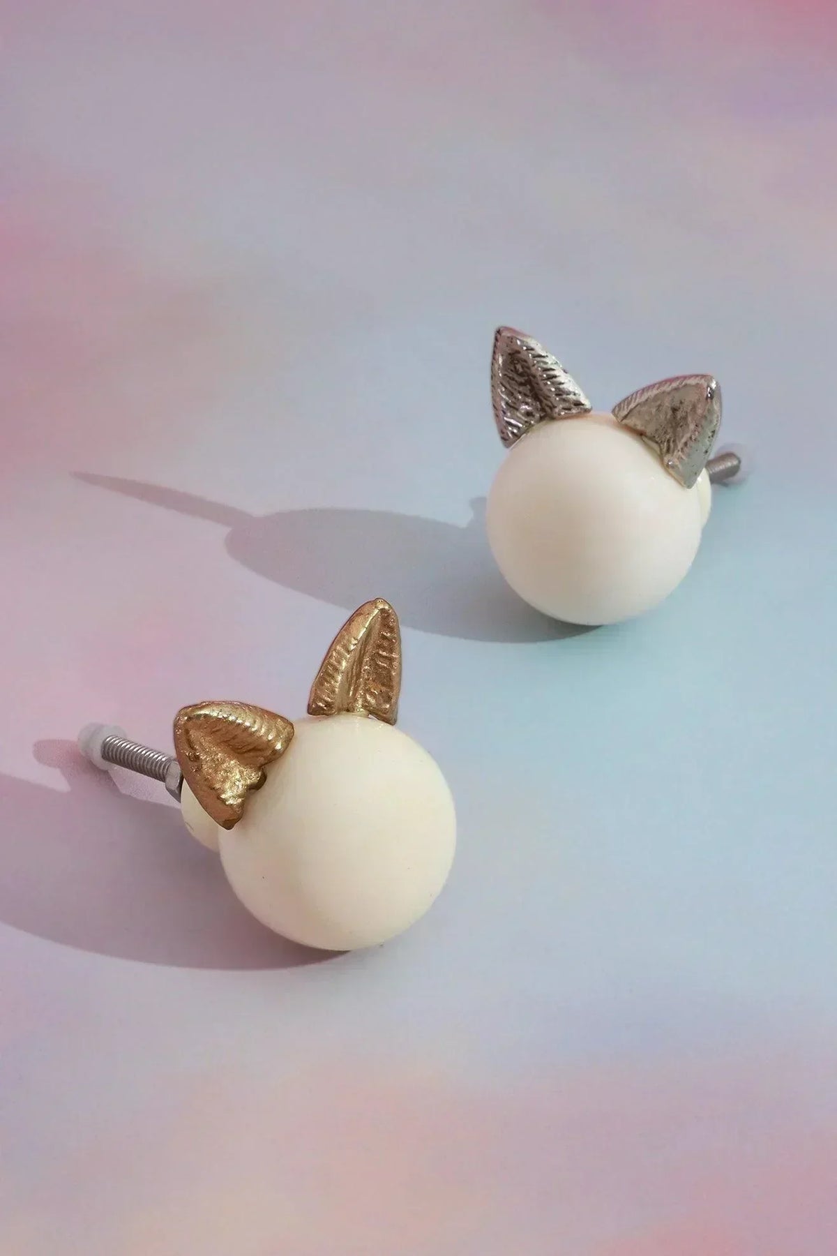 Kitty Pearl Ceramic and Brass Cabinet Knob — G Decor