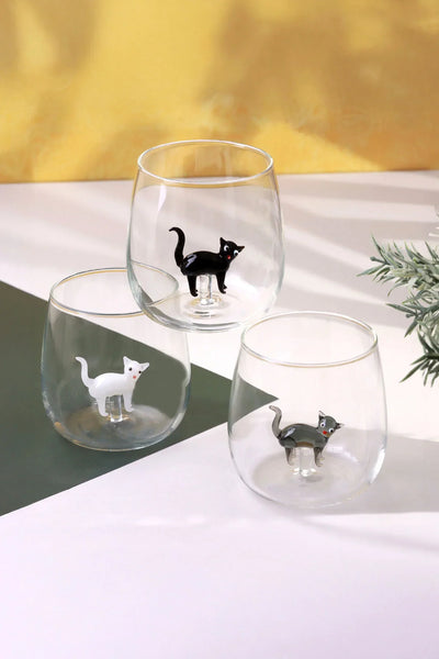 Curious Cats Glasbecher mit Katzenfigur