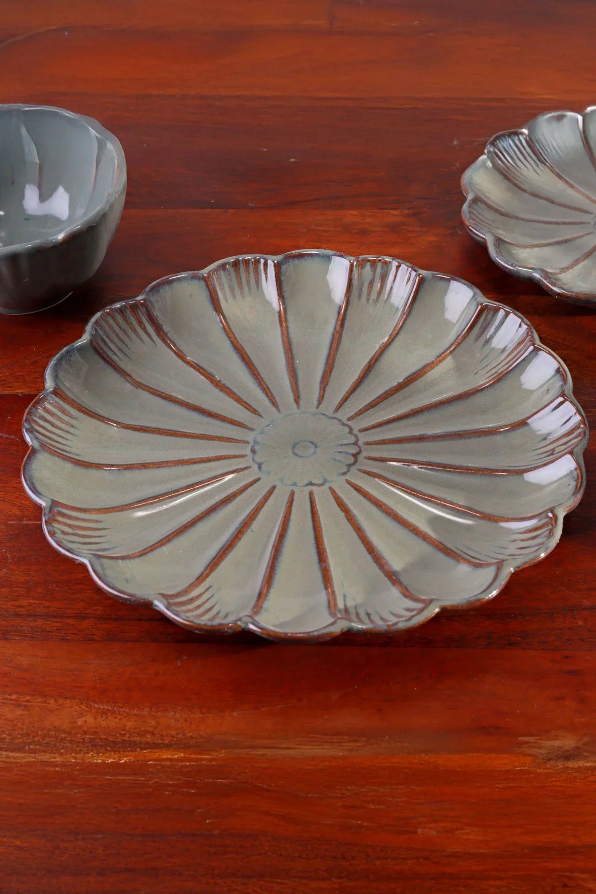 Petal Bloom Floral Carved Stoneware Plates and Bowls — view 6, G Decor