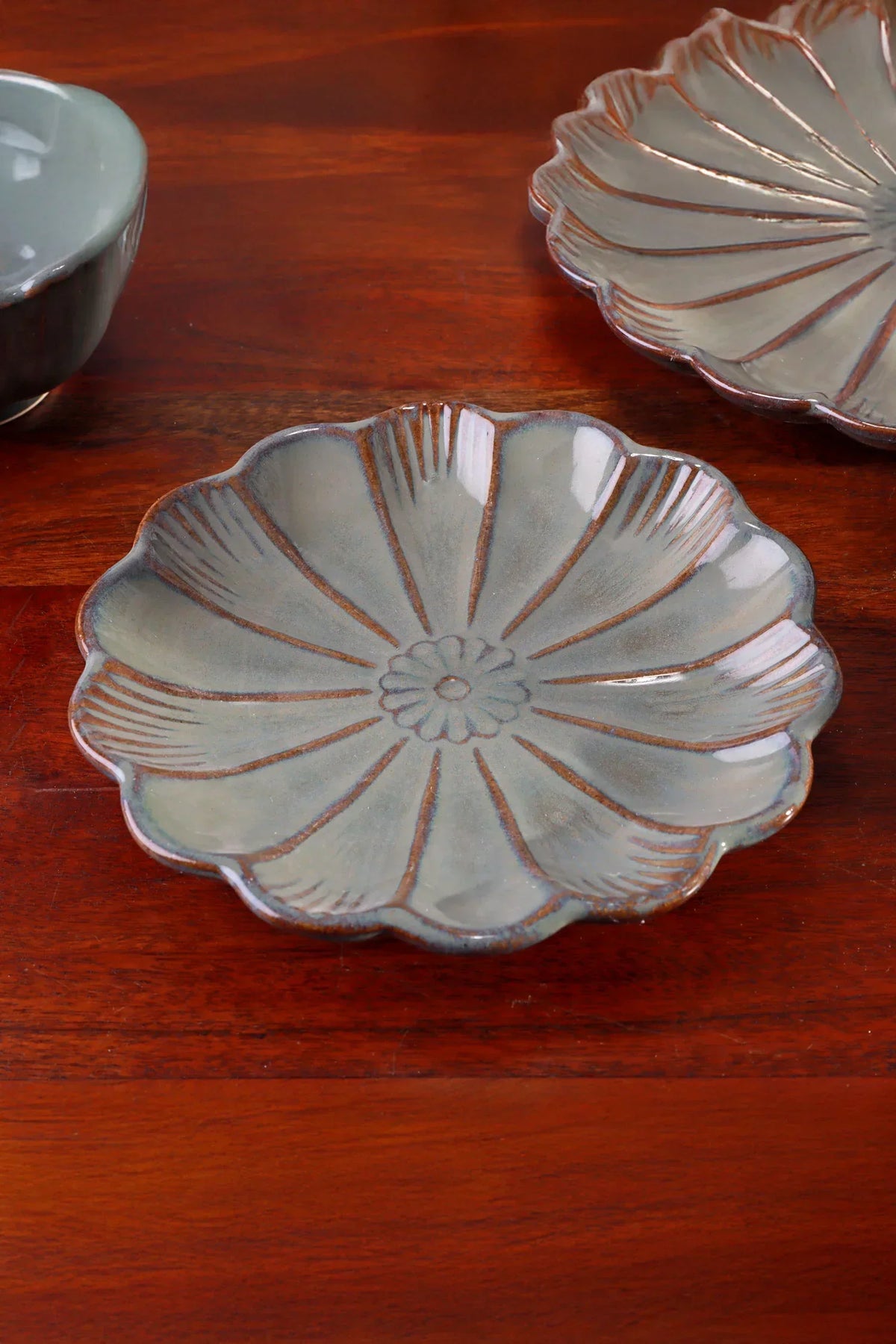 Petal Bloom Floral Carved Stoneware Plates and Bowls — view 5, G Decor