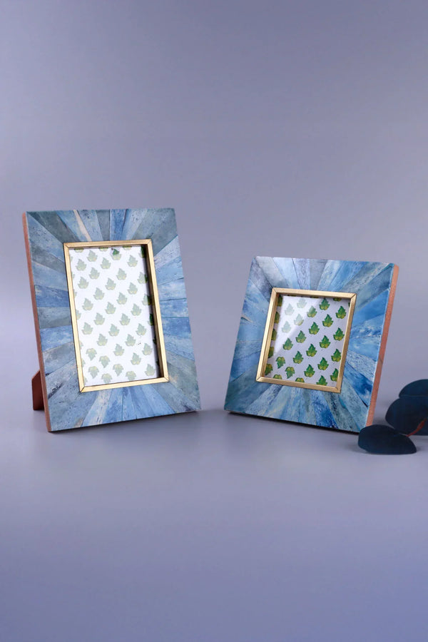 Profondo Blu Fotorahmen mit Knocheneinlage in Tiefblau und Gold