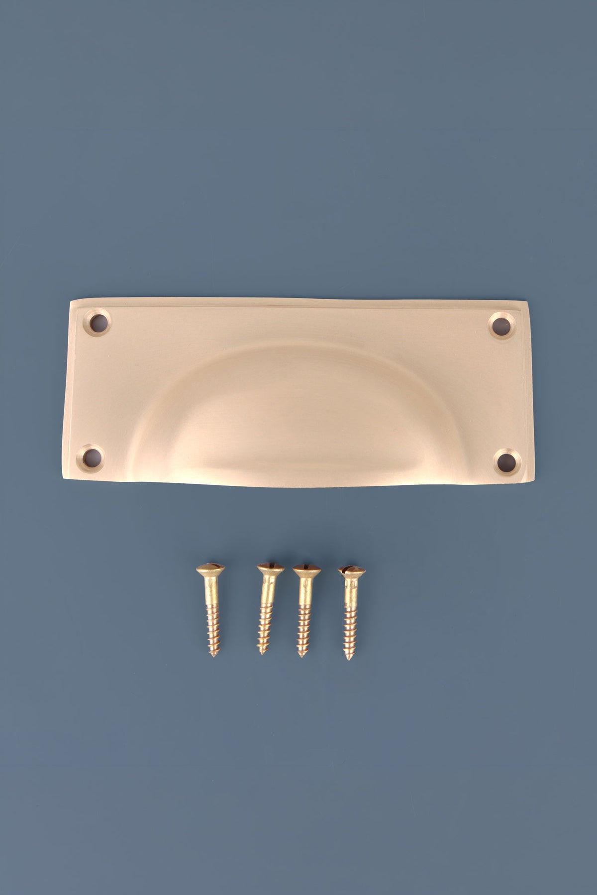 Rounded plate cup pull in satin brass