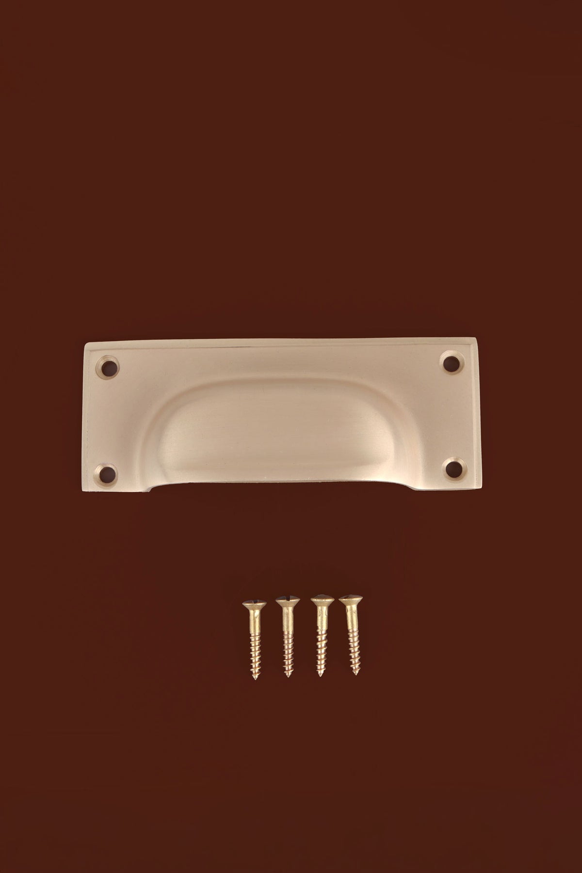 Square plate cup pull in satin brass