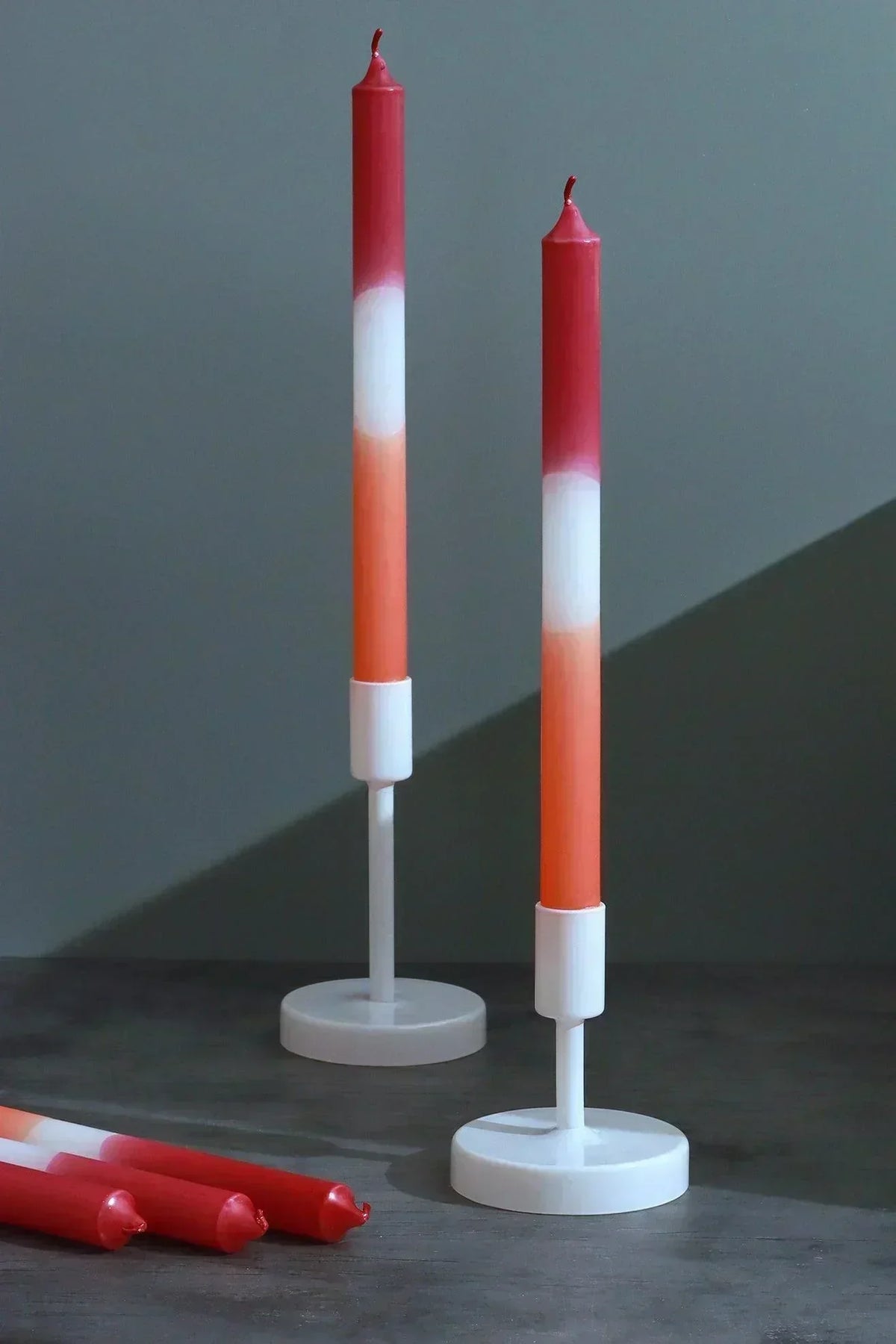 GlowTone Ruby Flame Ombre Taper Candles Pair — G Decor