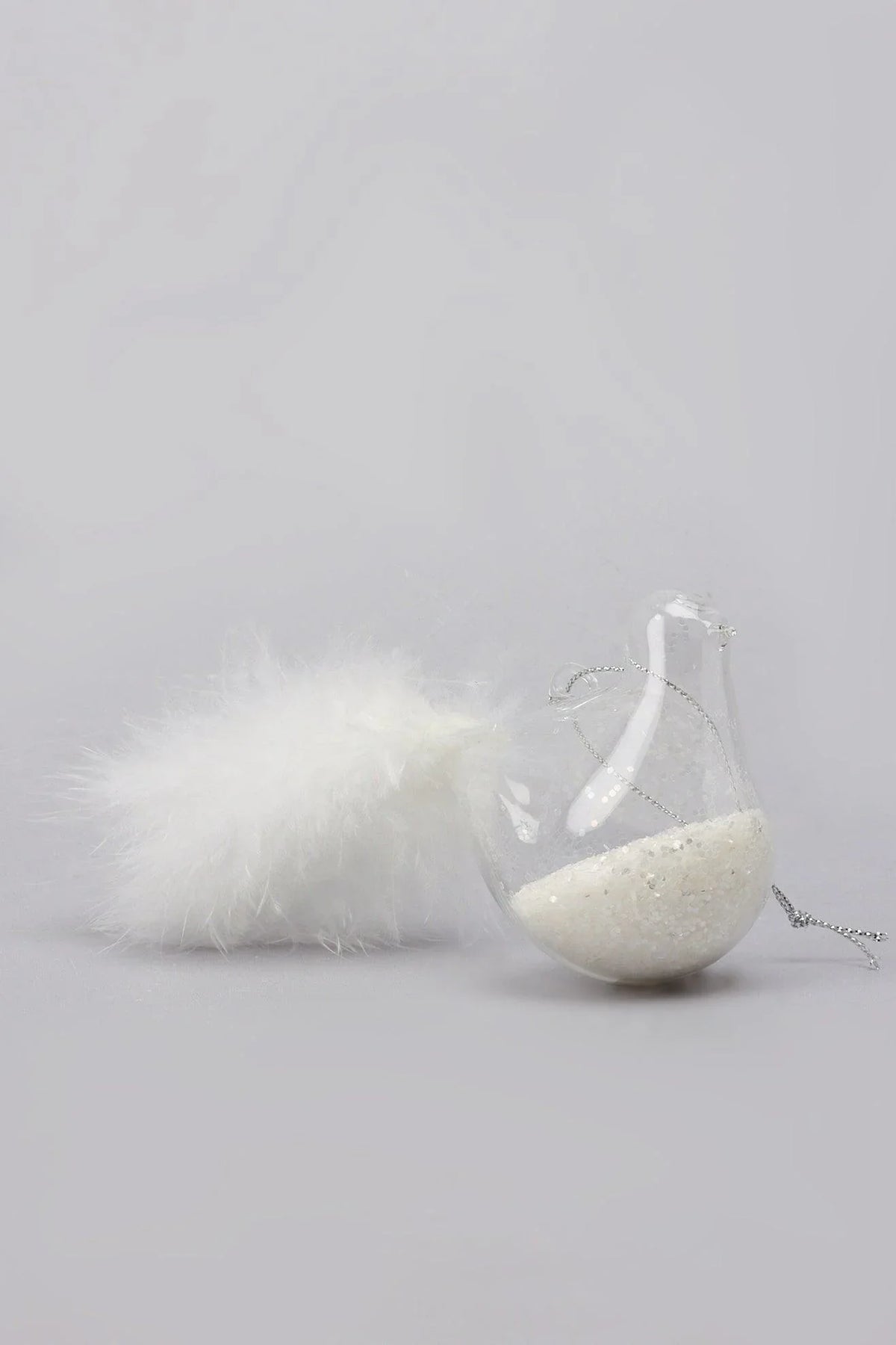 Pair of Hand-Blown Glass Doves with White Feather Tails — view 5, G Decor