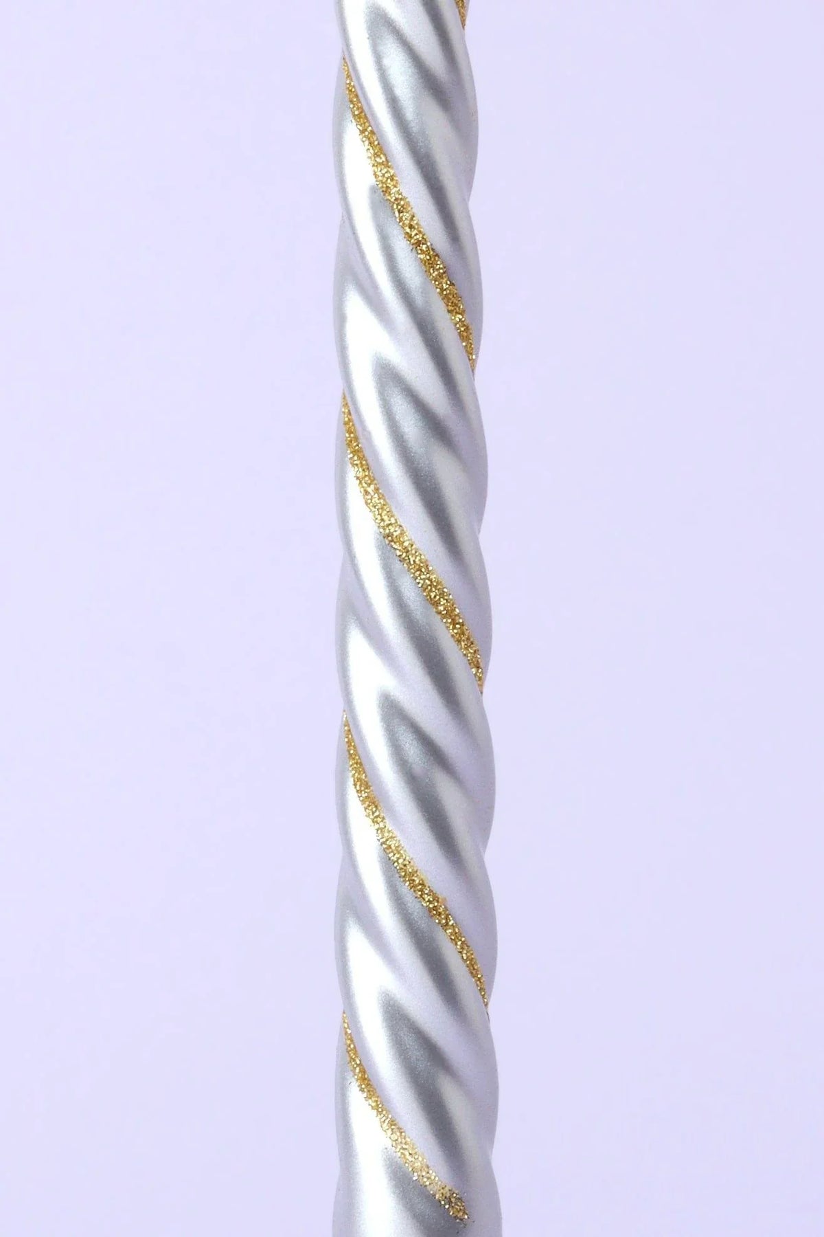 Maison Dorée Pair of Silver and Gold Spiral Glitter Taper Candles — alternate view, G Decor