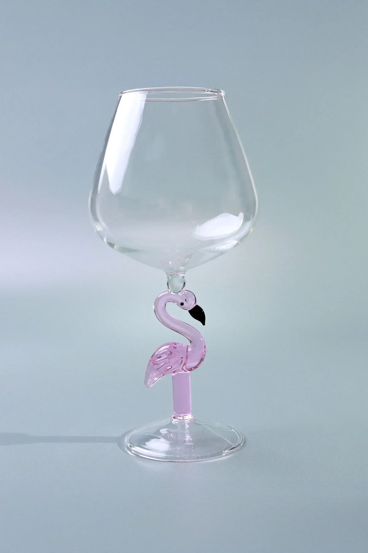 Flamingo Stem Pink Wine Glasses Sculpted Glassware Set of 4 — close-up view, G Decor
