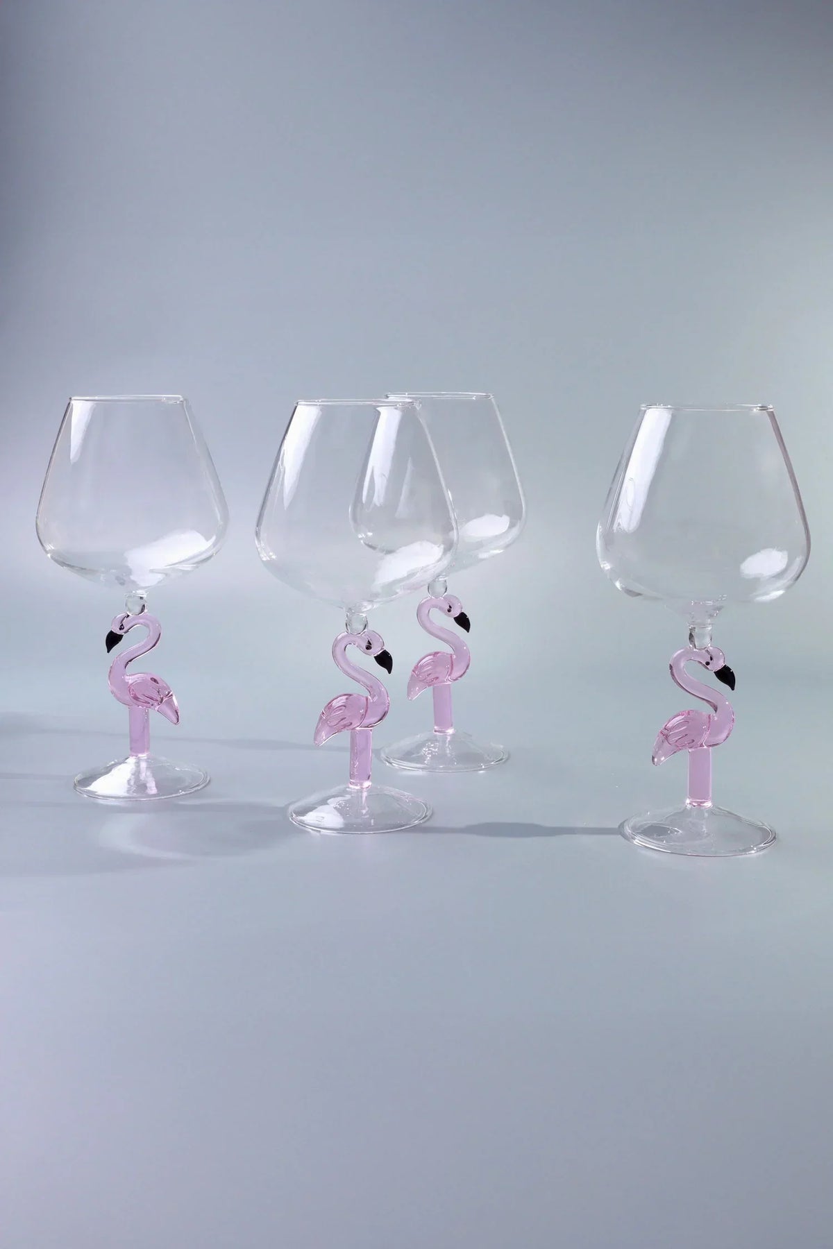 Flamingo Stem Pink Wine Glasses Sculpted Glassware Set of 4 — G Decor