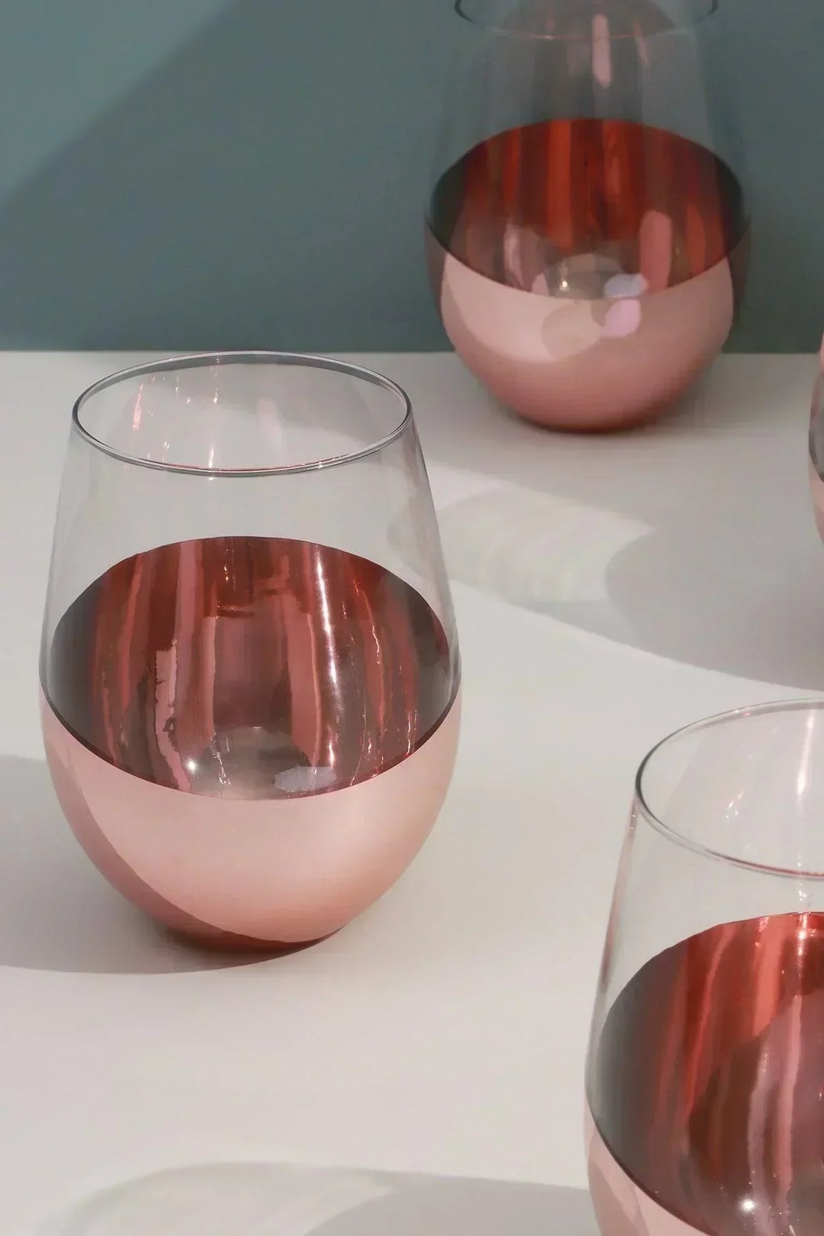 Sephora Two-Tone Rose Gold Tumbler Glasses Set of 4 — lifestyle view, G Decor