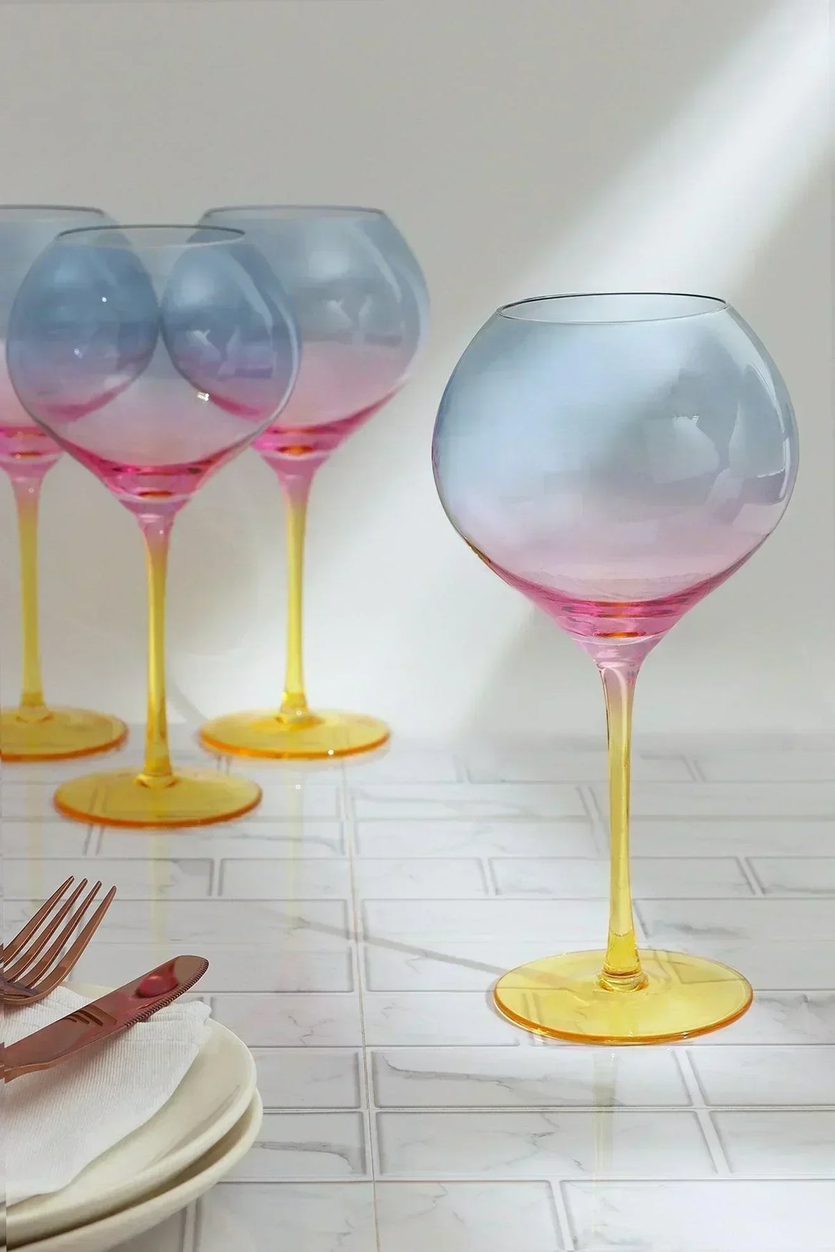 Sunset Rainbow Iridescent Gin Glasses Set of 4 — G Decor