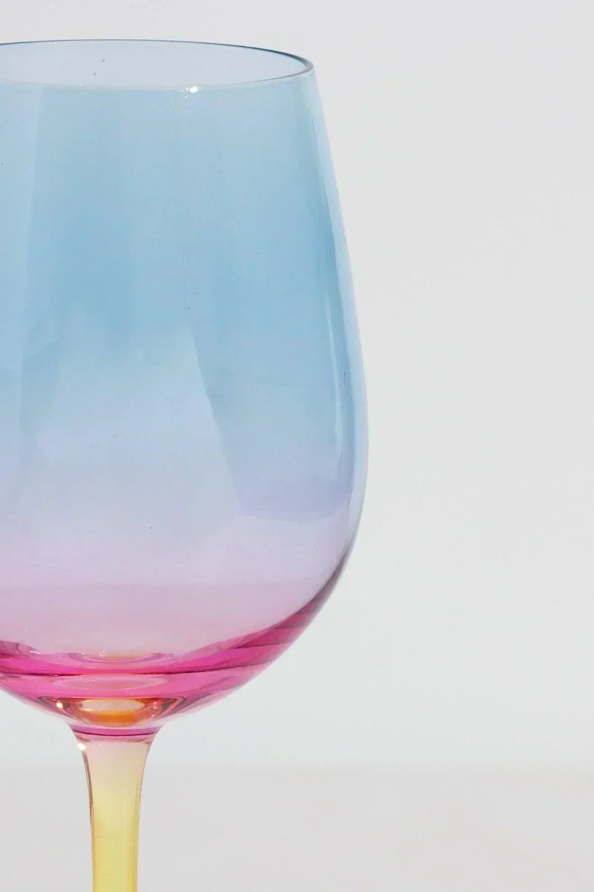 Sunset Rainbow Iridescent Wine Glasses Set of 4 — close-up view, G Decor