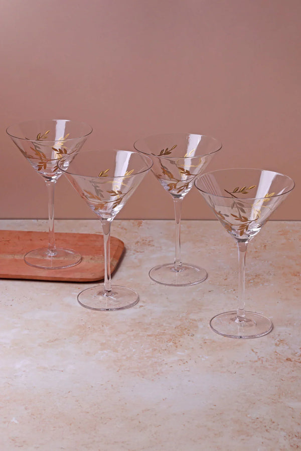 Handbemalte Martini-Gläser Wild Vine, 4er-Set