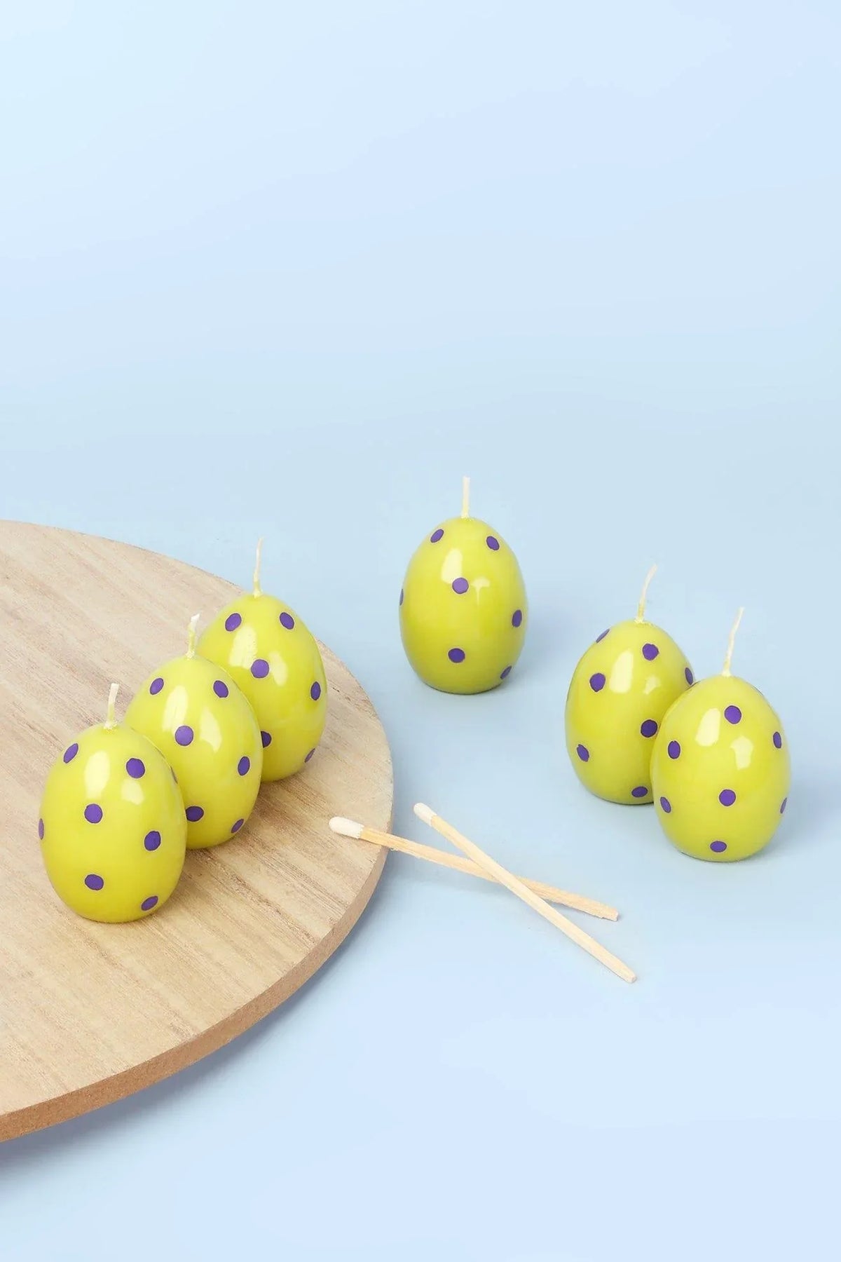 Green Easter Polka Egg Candles in Spring Meadow — G Decor