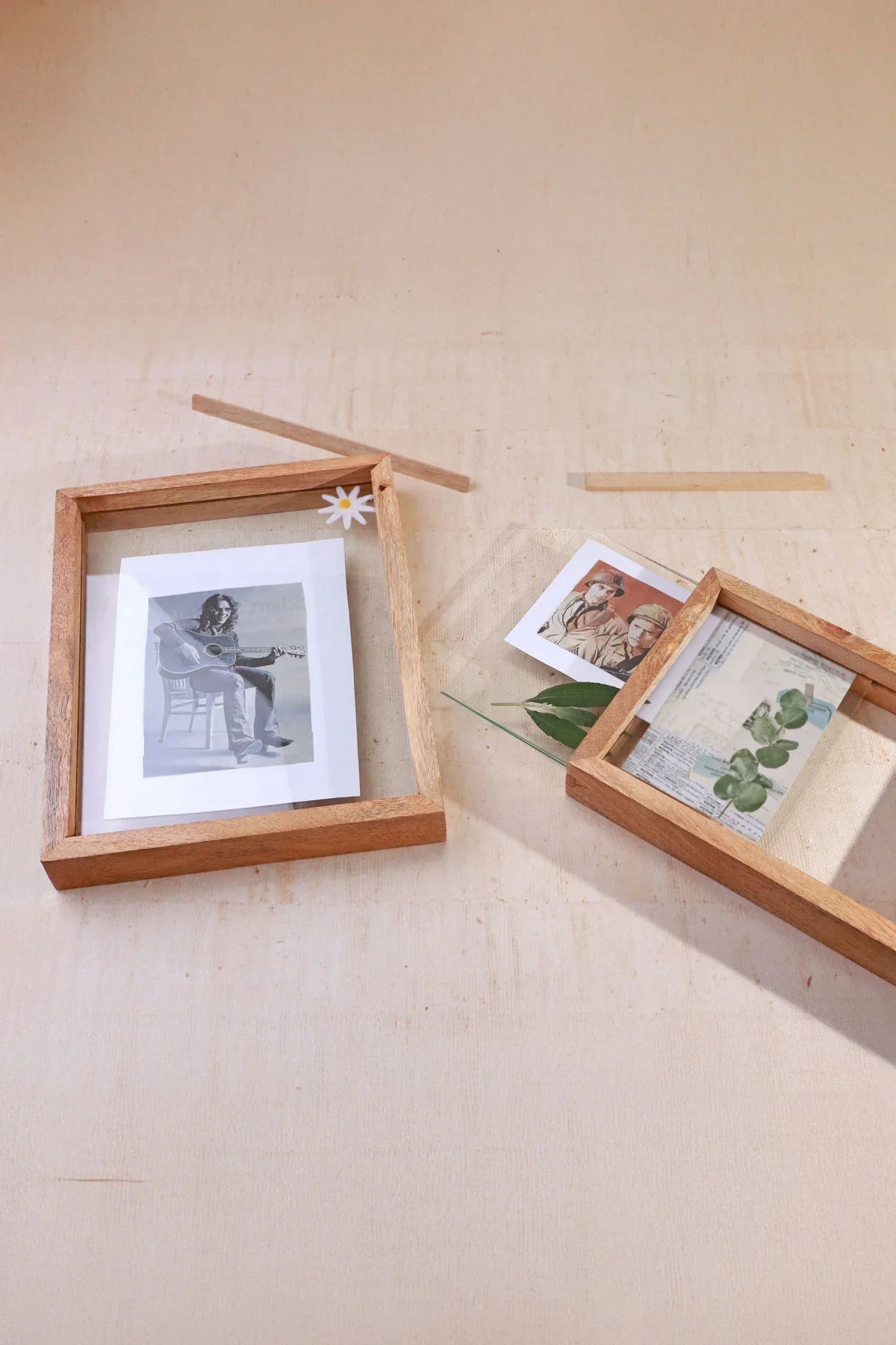 Taru Mango Wood Freestanding Double Glass Photo Frame — view 7, G Decor