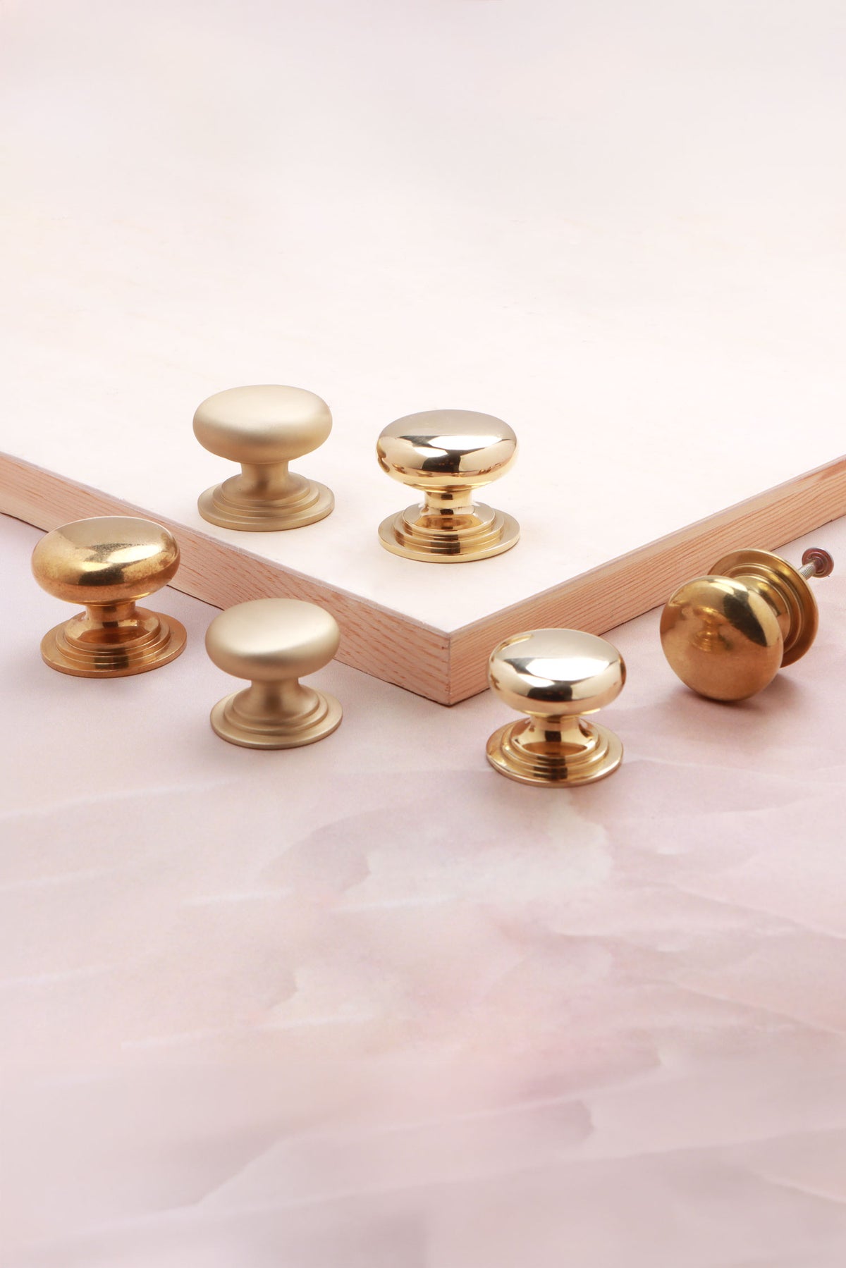 Victorian cabinet knob in polished, aged and satin brass, second view