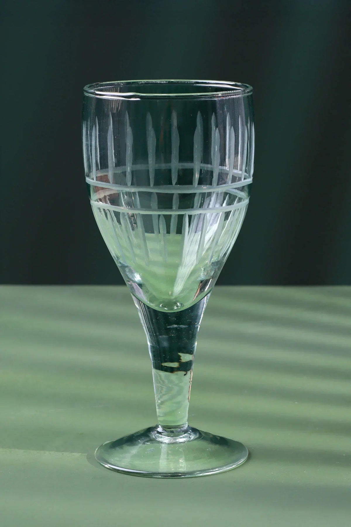 Virelle Hand-Etched Linear Stemmed Wine Goblets Set of 4 — lifestyle view, G Decor
