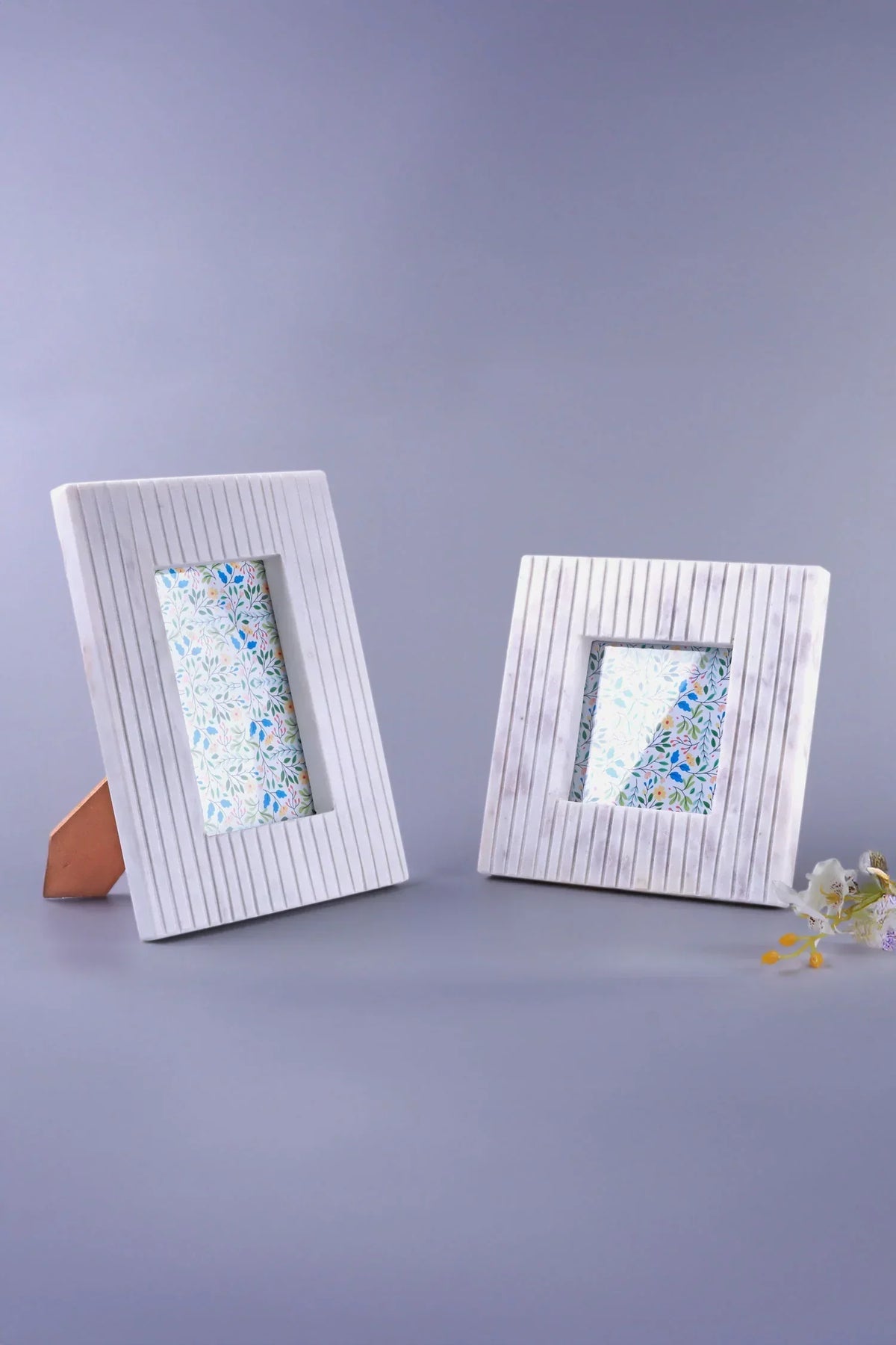 Vittoria Marmo Marble Photo Frame with Fluted Carving — G Decor