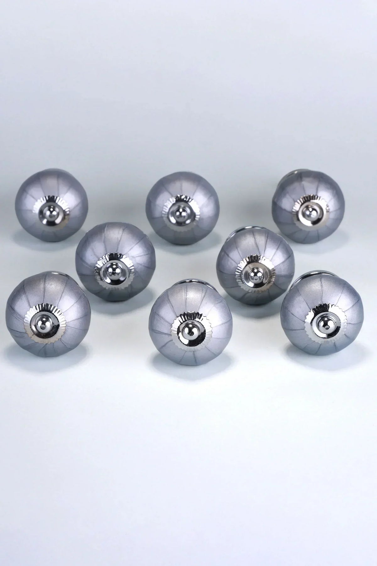 Silver Bloom Grey Hand-Painted Ceramic Cabinet Knobs Set of 8 — lifestyle view, G Decor