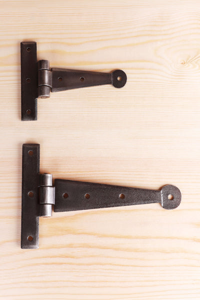 4″ oder 6″ Paar handgeschmiedete Coinbase T-Scharniere in Zinn-Optik