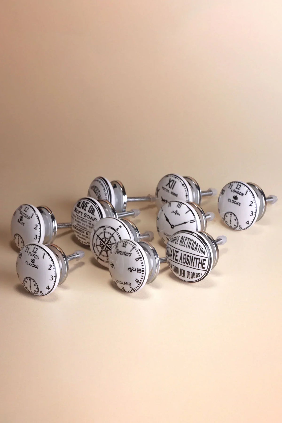 Time Clockmaker Collection Ceramic Cabinet Knobs Set of 10 — view 5, G Decor