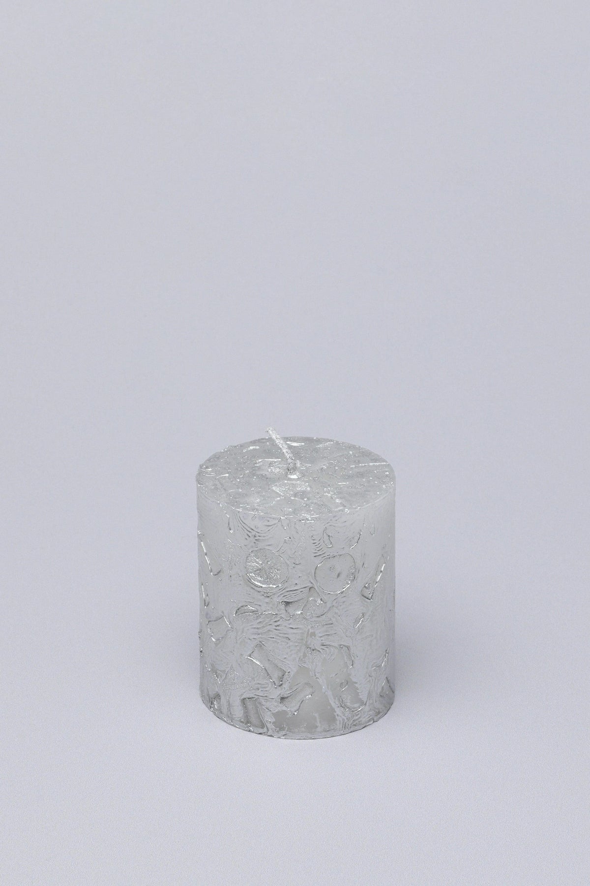 Adelle Silver Veil Signature Waxwork Pillar Candle in Frosted Grey — view 6, G Decor