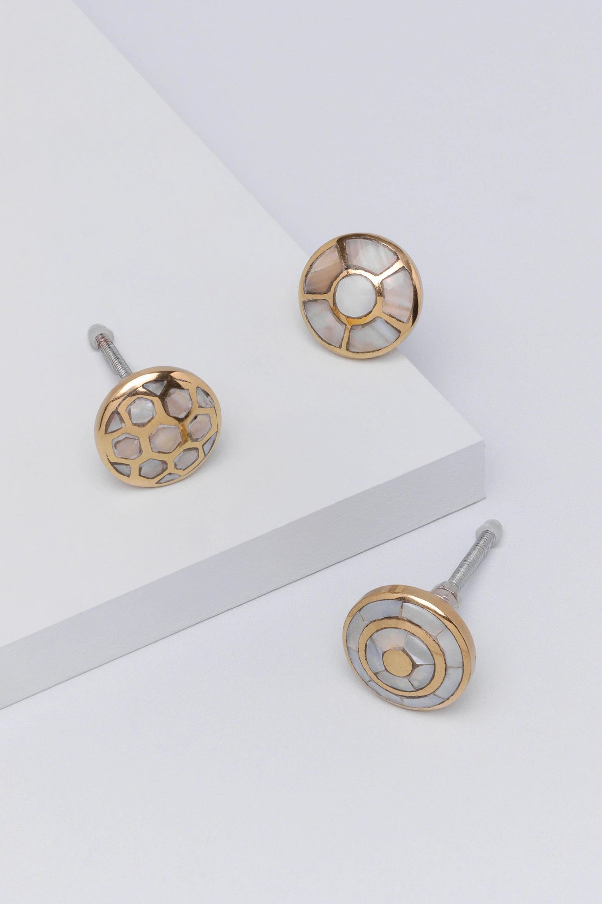 Elizabeth Mother of Pearl and Polished Brass Cabinet Knob Set — G Decor