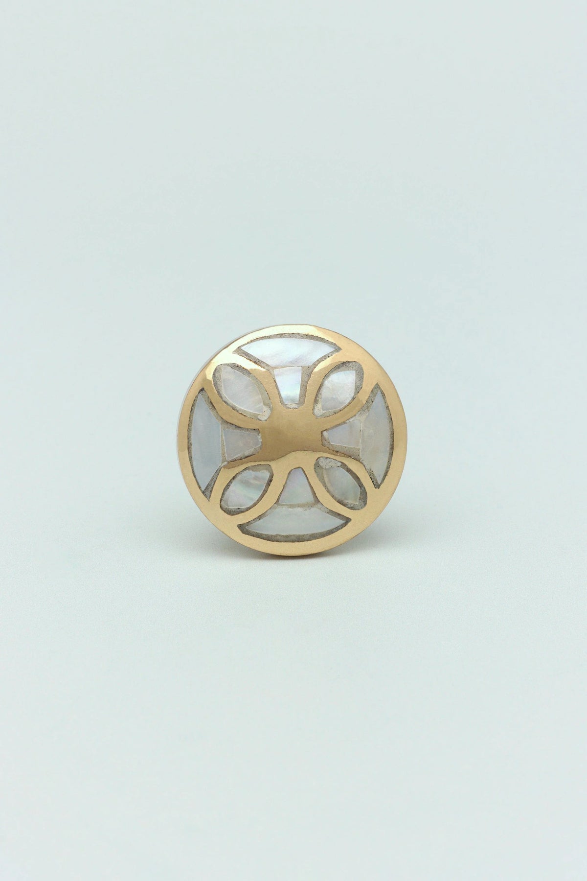 Elizabeth Mother of Pearl Majestic Cabinet Knob in Polished Brass — view 5, G Decor