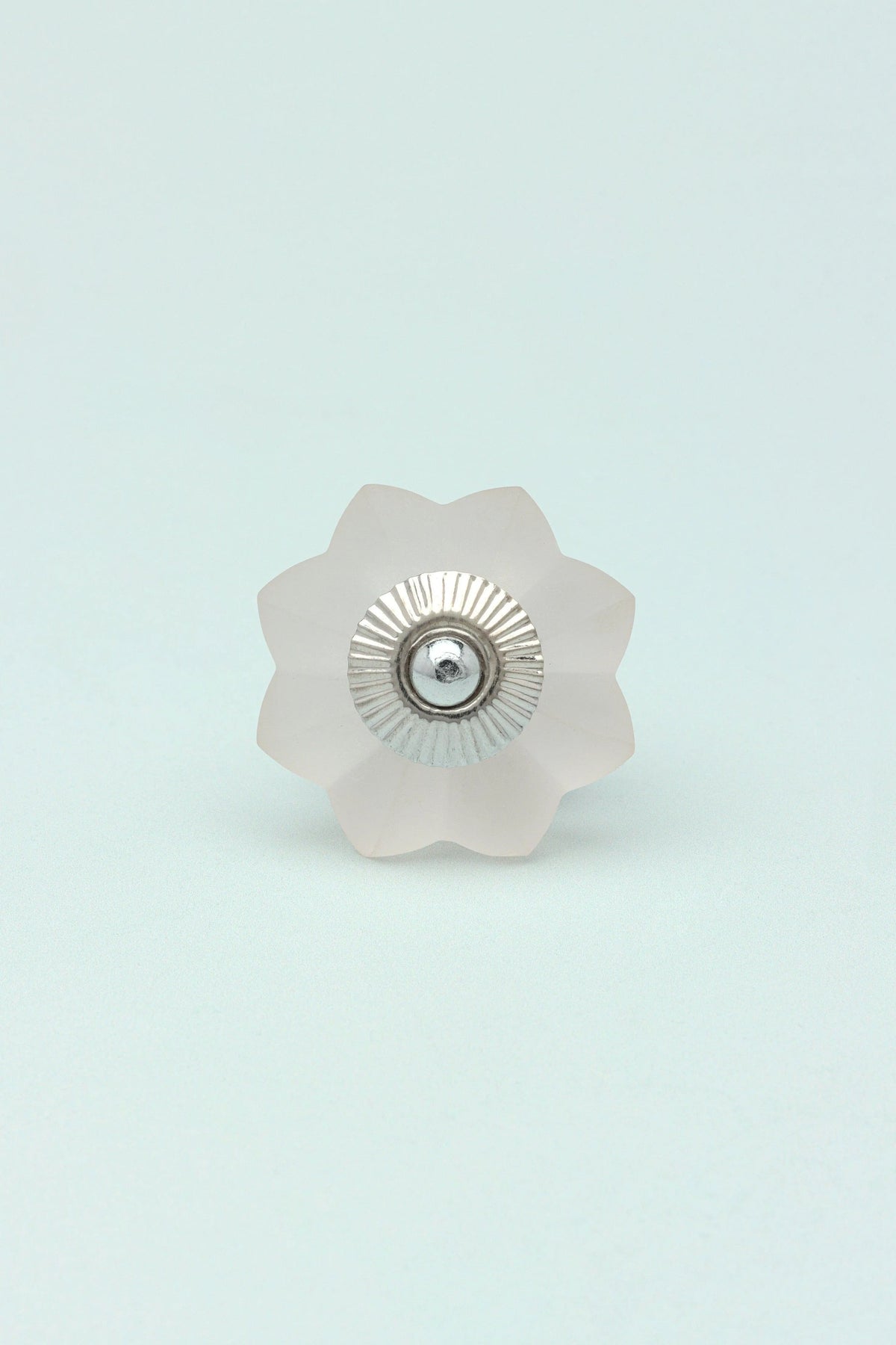 Frosted Fjord Flower Glass Cabinet Knob in Pastel Melon — alternate view, G Decor