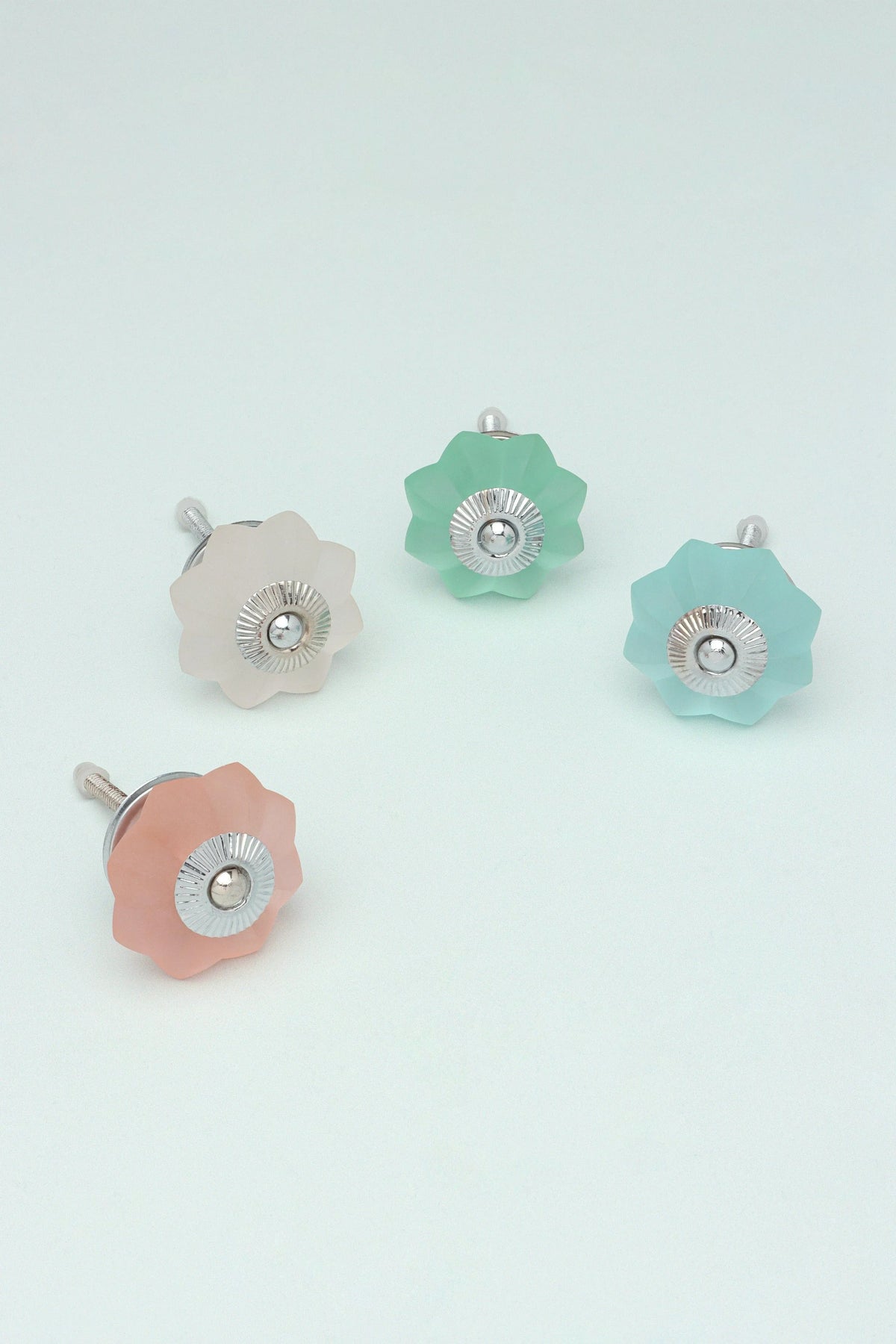 Frosted Fjord Flower Glass Cabinet Knob in Pastel Melon — G Decor