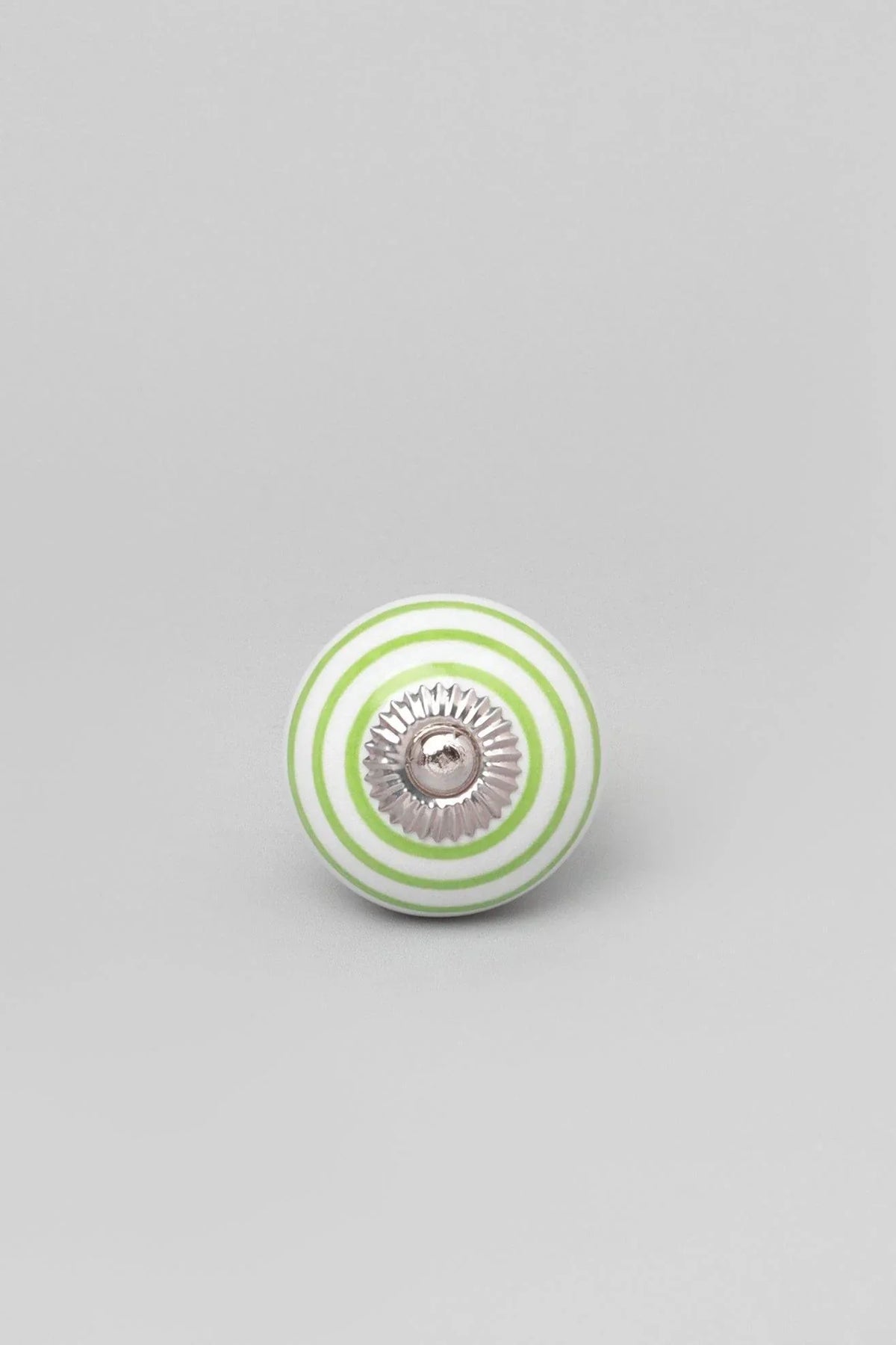 Striped Ceramic Cabinet Knob, Red Light Green Dark Grey — close-up view, G Decor