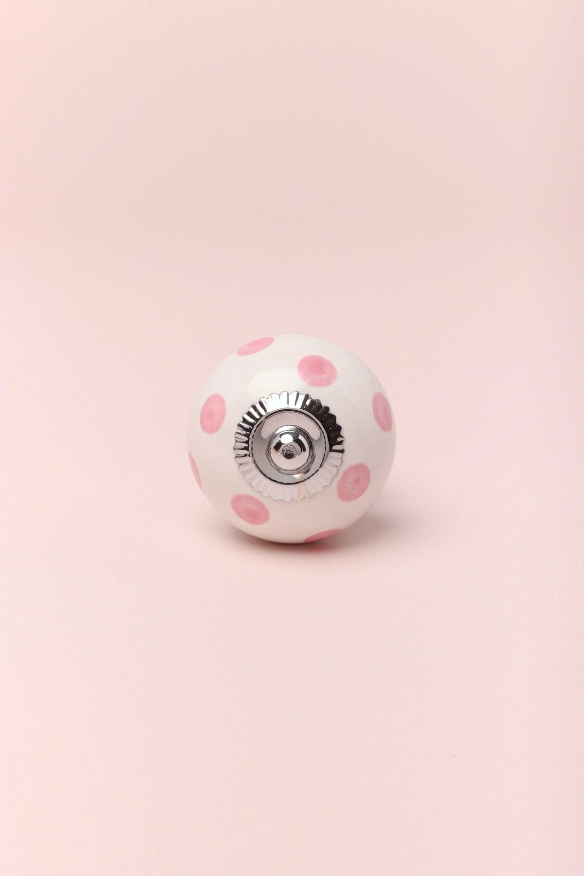 Polka Dot Hand-Painted Ceramic Cabinet Knob in Yellow and Pink — alternate view, G Decor