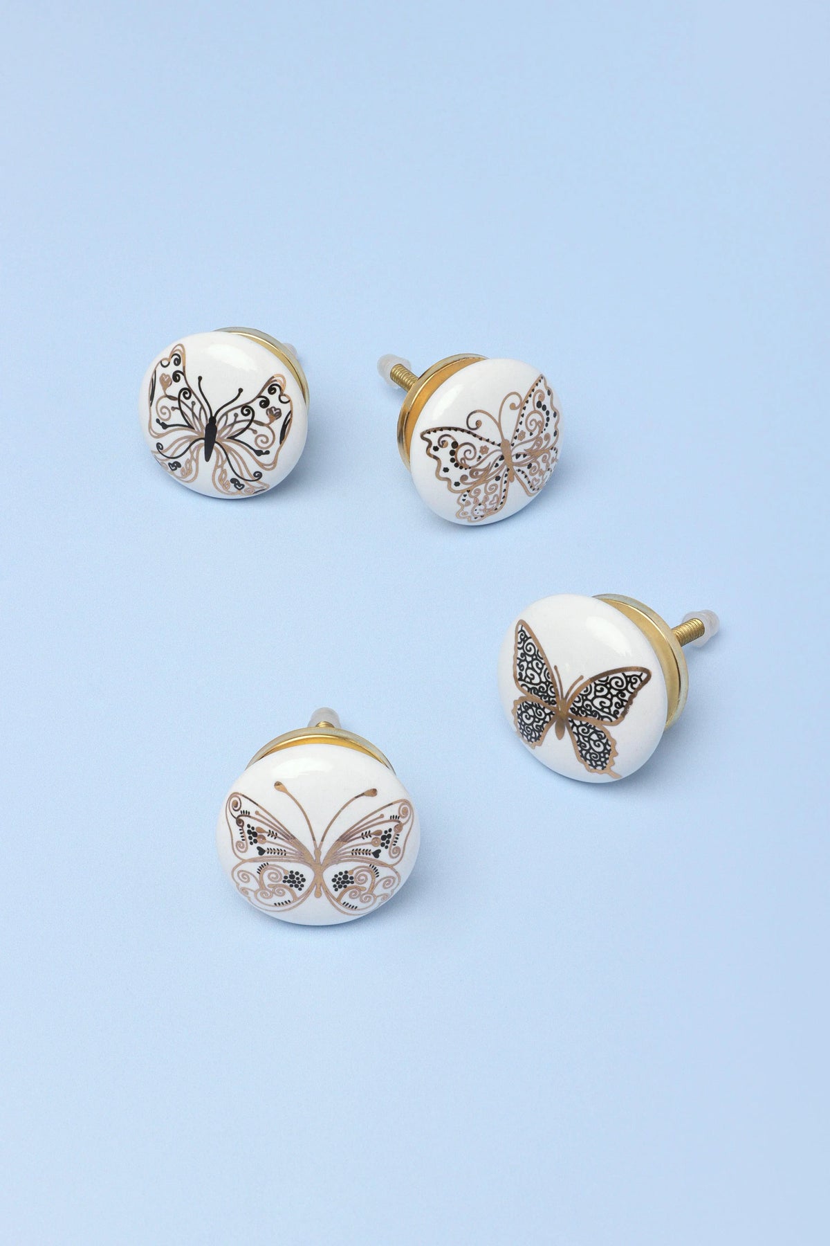 Golden Butterfly Graceful Ceramic Cabinet Knob — G Decor