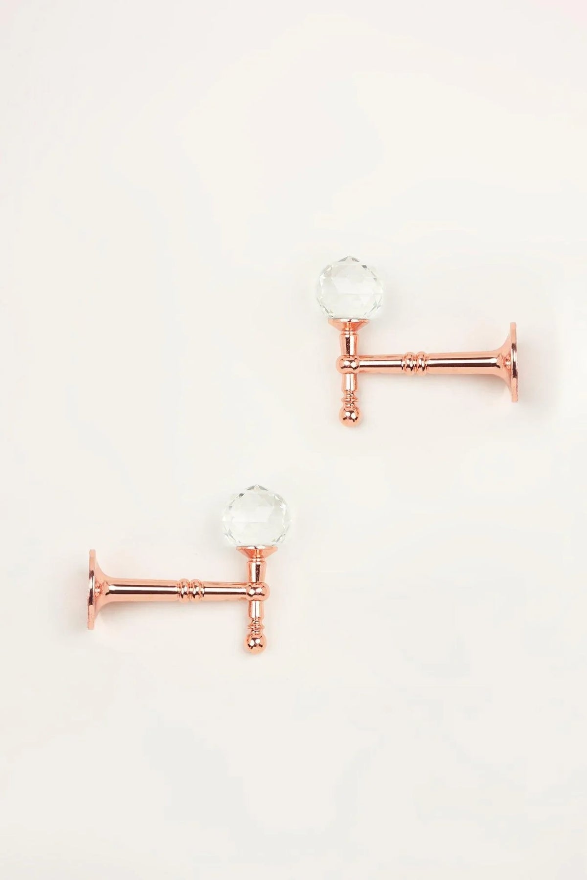 Pair of Faceted Crystal Curtain Holdbacks in Rose Gold — G Decor